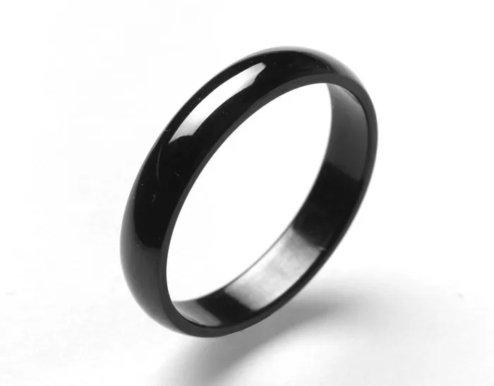 Из Иу 4 мм чисто черные кольца из нержавеющей стали 316L кольцо для женщин ювелирные изделия оптом