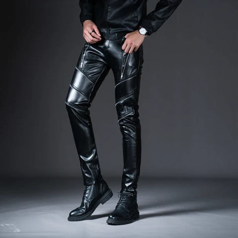 calça couro masculina