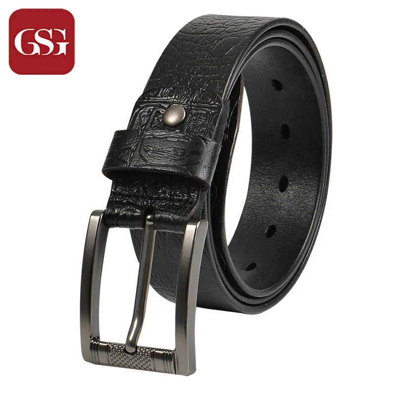 GSG Cowhide Leahter Men Belts Brown Black Embossing Printed Waist Wide Jeans Pin Buckle Mens Brand Belt | Аксессуары для одежды