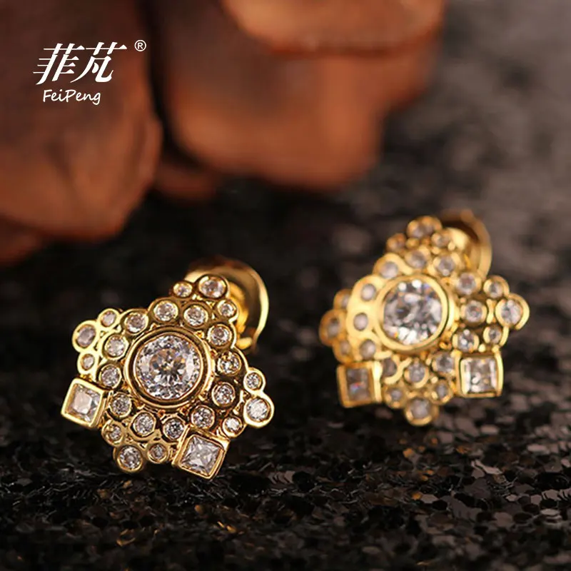 Rhinestones Shinning Individual Geometric Patterns Stud Earrings Rhinestones Shinning Individual Geometric Patterns Stud Earrings 2017 New Design With Crystal Cubic Zirconia Gifts For Women In From Jewelry