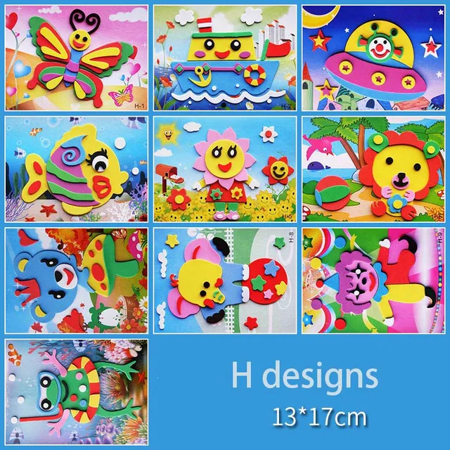 10 designs/lot DIY Cartoon 3D EVA Foam Sticker Puzzle Series Kids Multi-patterns Styles Toys for Children Birthday Gift 3