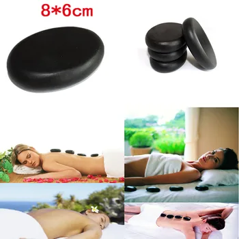 

5pcs 6x8cm Black Hot Natural Lava Basalt Rock Energy Oval Toe Face Spa Stone Massage Body Therapy pain relief muscle relaxation