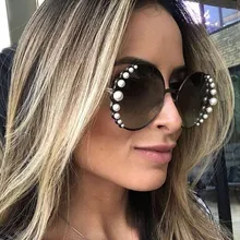 COOLSIR брендовые Солнцезащитные очки женские Роскошные жемчужные солнцезащитные очки винтажные Круглые Солнцезащитные очки Оттенки для женщин золотые металлические очки UV400