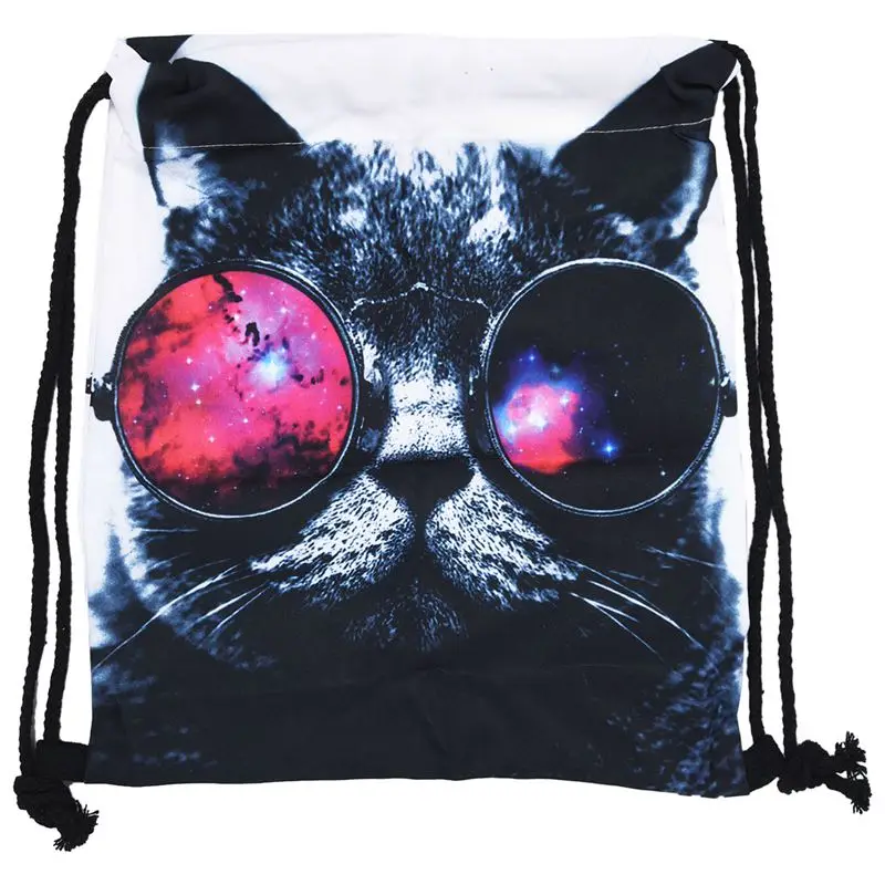 

Unisex Emoji Backpacks 3D Printing Bags Drawstring Backpack(Glasses cat)39*30cn