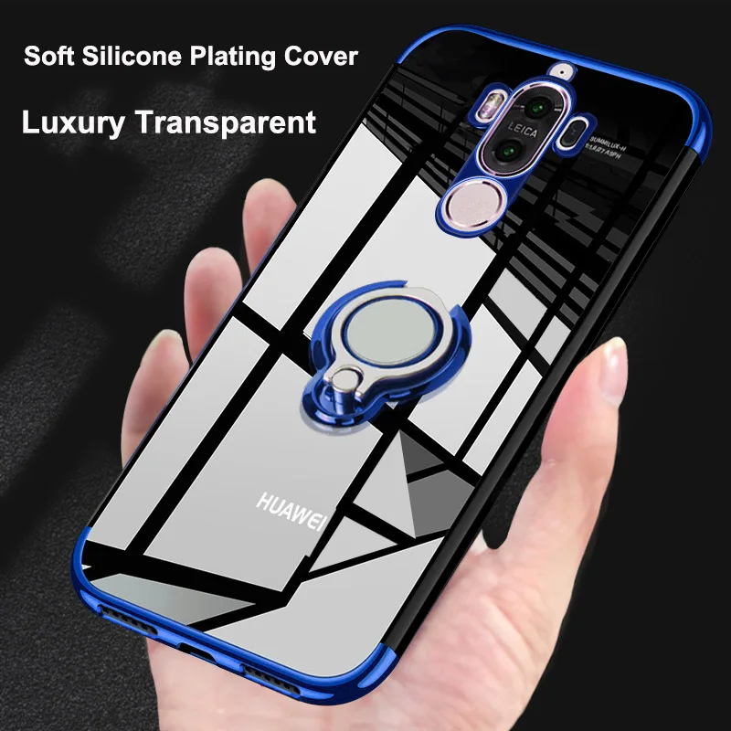 

Luxury Soft Silicone Plating Cover Cases For Huawei Mate 10 lite 20 Pro P20 Stand Cases For Huawei Honor V9 Nova 3 P Smart Plus