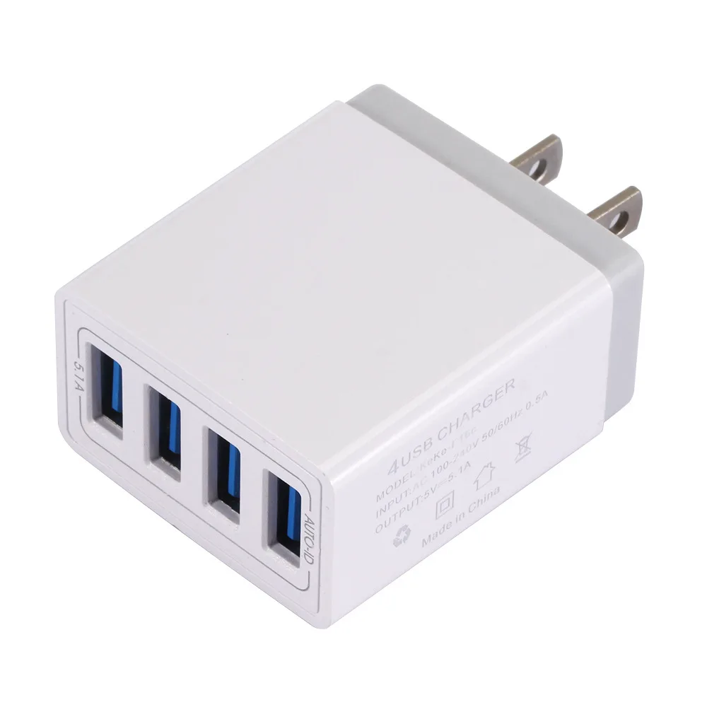4USB شاحن 5.1A هاتف لوحي المحمول السفر شاحن سريع الولايات المتحدة/الاتحاد الأوروبي/المملكة المتحدة شاحن السفر للهاتف عالمي