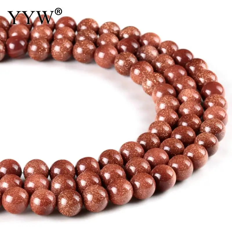 

Round Goldstone Natural Stone Loose Spacer Beads 4/6mm for DIY Necklace Bracelet Making Accessories