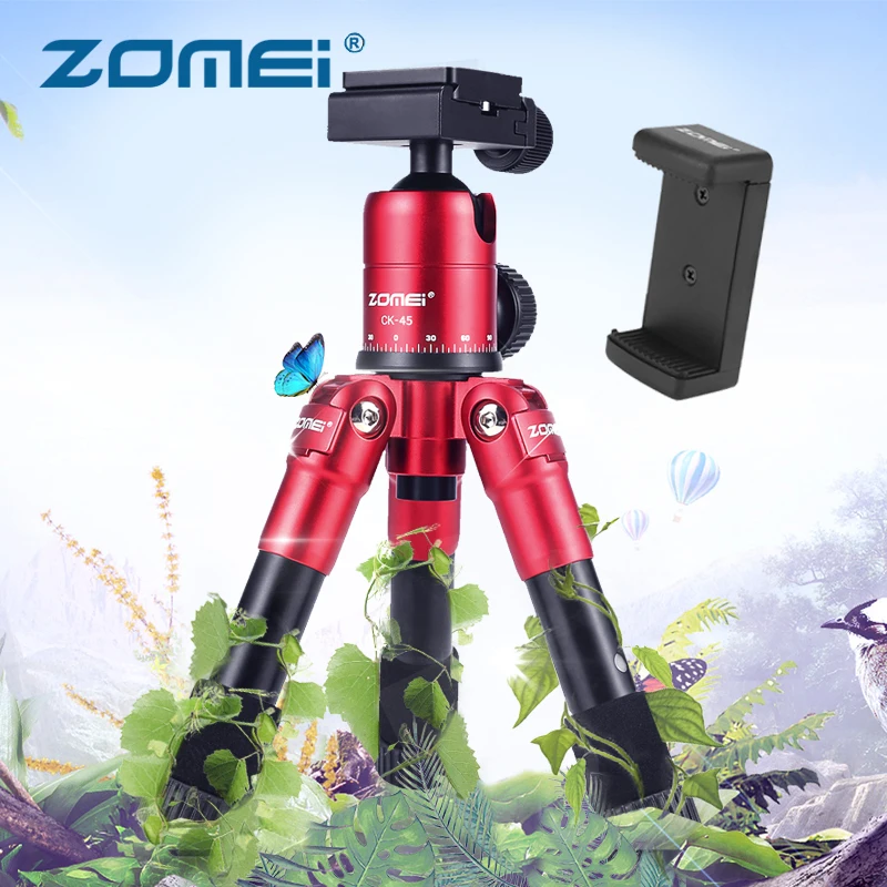 

ZOMEI CK45 Mini Desk Tripod Professional Portable with Ball Head Desktop Phone Travel Tripode for iPhone Cell Phone DSLR Cameras