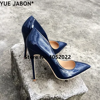 

2019 New fashion Blue Stiletto Women 's High Heels Ladies Shoes customized Accept slip-on Pointed Toe Pumps party Evening Shoes