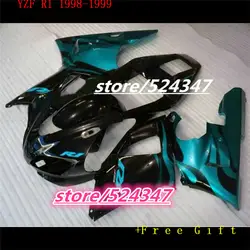 Nn-пластиковое мотоциклетное обтекатели комплект для 1998 1999 YZF R1 98 99 YZFR1 черный светло-голубой Цвет Дорога/гоночная обтекаемая форма