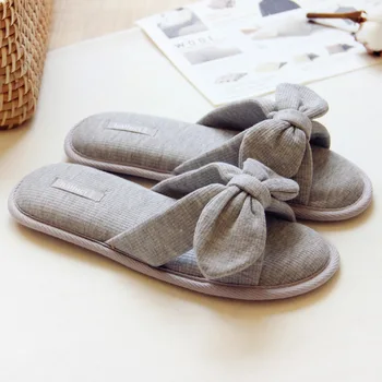 

Cute Bowknot Floor Slippers Shoes Women Non-Slip Shoes Breathable Home House Indoor Slippers Bedroom Spring Autumn