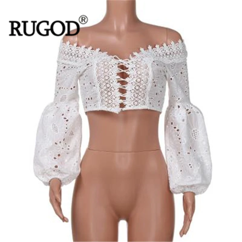 Женская футболка с вырезом лодочкой RUGOD однотонная облегающая вышивкой и