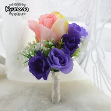 Kyunovia 4 стиля свадебные, для жениха цветок-бутоньерка пуговица невесты руки Цветы выпускного вечера события браслет вечерние наручные корсаж FE70