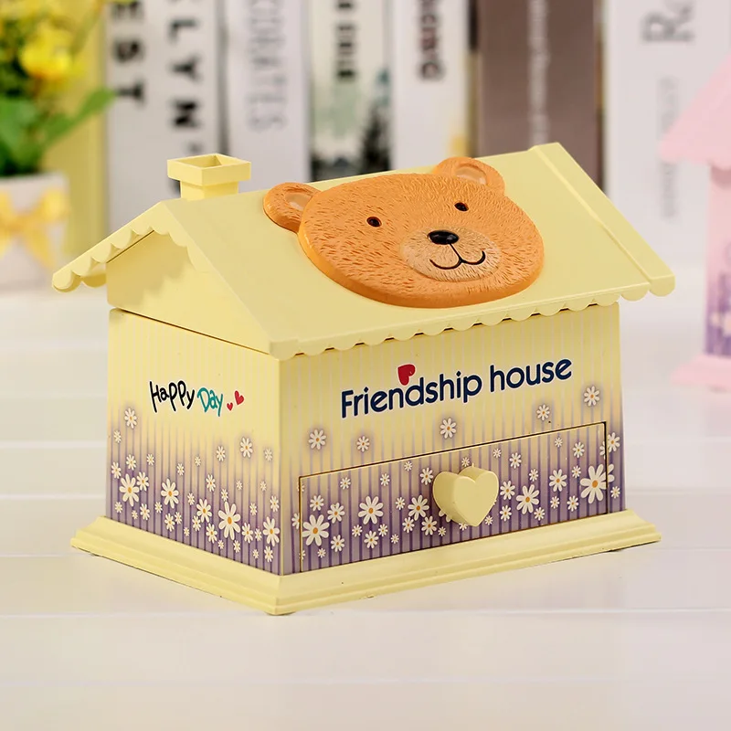 Милая музыкальная шкатулка в виде медведя для украшения дома, музыкальная мини-шкатулка в японском стиле, музыкальная шкатулка для детей, Подарочная музыкальная шкатулка