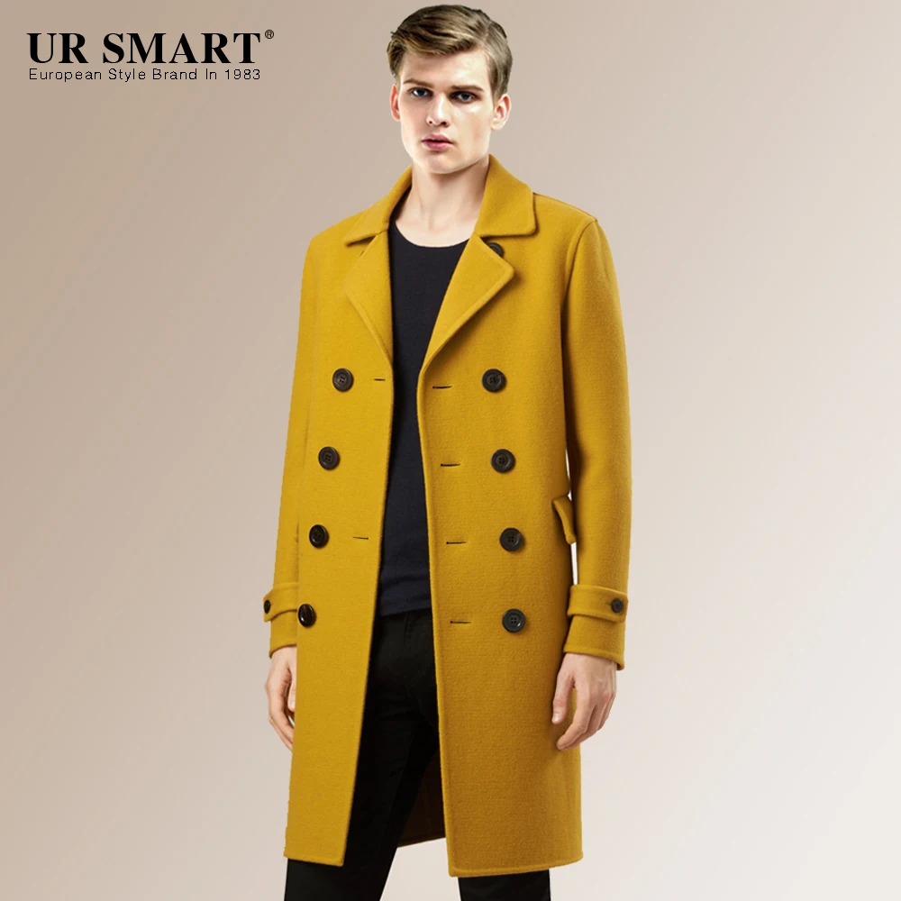 

Star of tomorrow URSMART double-breasted men wool coat and long coat
