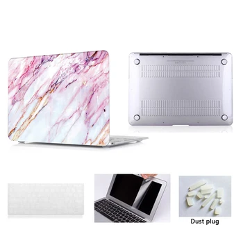 

4in1 Marble Plastic Laptop Shell Case Cover Only For Alppe Macbook Air 13 With Retina Touch ID Model: A1932 2018 New