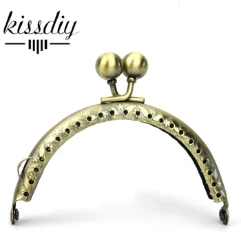 

KISSDIY 10pcs/lot 8.5cm antique brass Metal Purse Frame big ball kiss clasp Handle for Bag Craft bag making hardware accessory