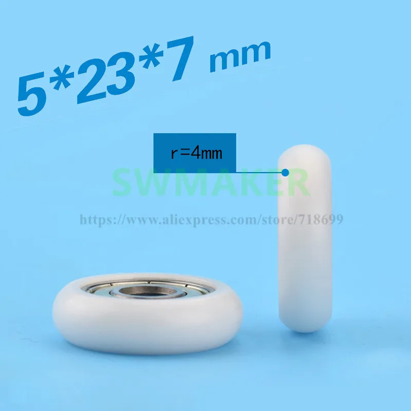 SWMAKER Белый 5*23*7 мм 20 профиль наружный шарик хлеб пластиковый подшипник шкив нейлон