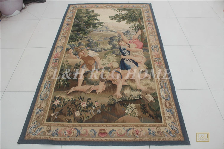 4'x6. 7' Aubusson Гобелены, aubusson шерстяные Гобелены, ручной работы Гобелены, ковер aubusson