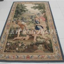 4'x6. 7' Aubusson Гобелены, aubusson шерстяные Гобелены, ручной работы Гобелены, ковер aubusson