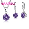 Promotions!!Canndy Colors 925 Sterling Silver Wedding Elegant Jewelry Sets CZ Crystal  Crystal Pendant Necklace Earrings ► Photo 3/6