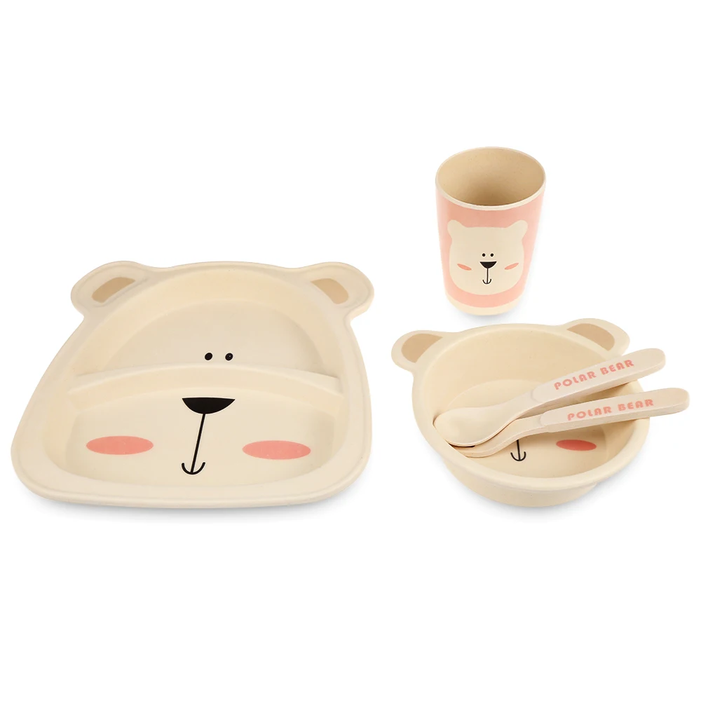 5pcs/Set 100% Bamboo Children Tableware Set Baby Kids Plate Creative Animal Cartoon Pattern Plate Bowl Cup Fork Dinnerware Gift 5pcs/Set 100% Bamboo Children Tableware Set Baby Kids Plate Creative Animal Cartoon Pattern Plate Bowl Cup Fork Dinnerware Gift