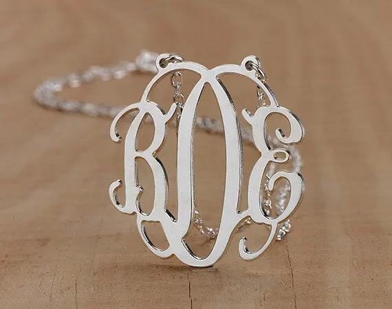 

sterling silver monogram necklace initial pendant custom initial necklace pendants