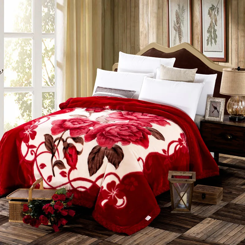 Super soft blanket Chinese style Thickened warm Polyester blanketin