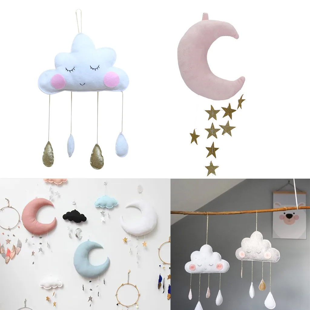 

Cute Plush Moon Cloud Pillow Baby Kids Room Hanging Soft Decoration Bed Curtain