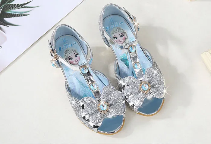 Children girls sandals,Frozen shoes for girls,Dancing and party shoe bow rhinestone bow else shoes EUR size 24-36