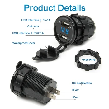 

Dual USB Motorcycle Cigarette Lighter Car Cigarette Lighter Charger Socket Charger+LED Digital Voltmeter Meter Monitor 3 colors