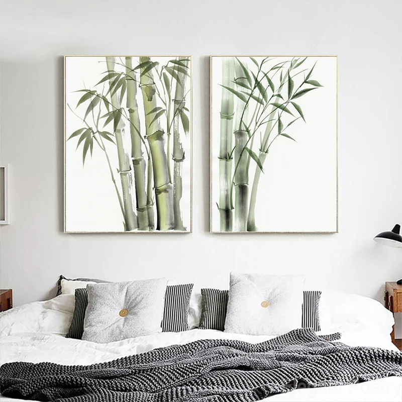 Bamboo-Leaf-Poster-Zen-Decoration-New-Chinese-Unreal-Abstract-Ink-Painting-Print-Wall-Art-Canvas-Painting (2)