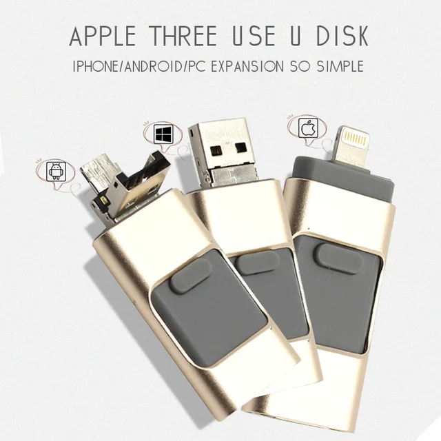 for apple iphone usb flash drive 3 in 1 OTG 64GB Pen Drive 16gb u disk