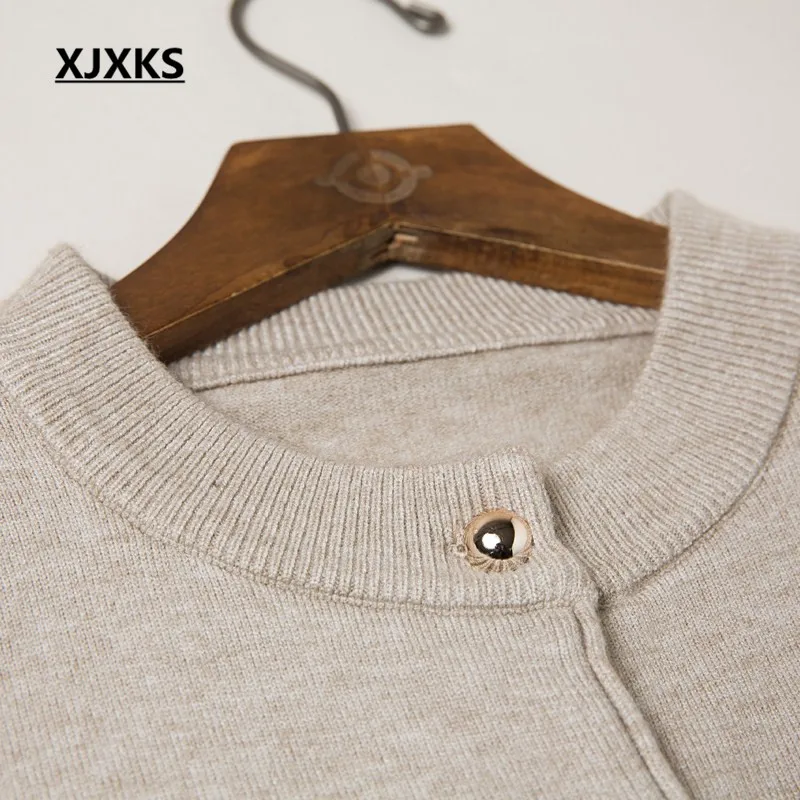 XJXKS 2018 new autumn clothing high elasticity women cardigans sweater coat wool blends knitted women's jumper