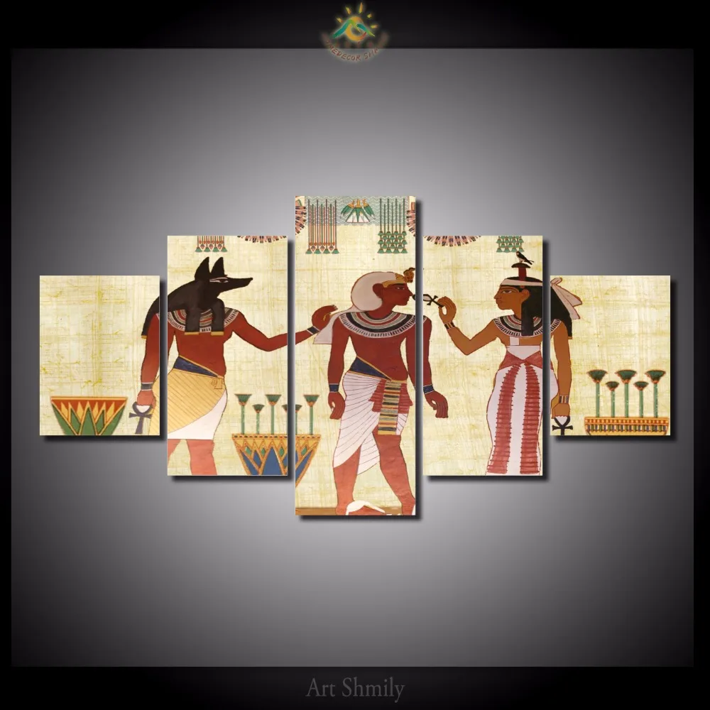 HD Print 5 pcs canvas wall art print egypt painting art Home Decor Canvas Art Print Painting on