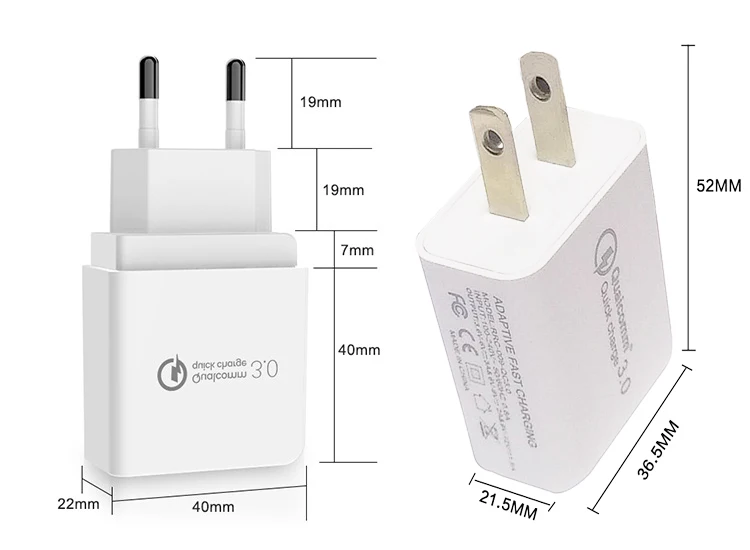20 шт. 18 Вт Быстрая зарядка 3,0 быстрое зарядное устройство для мобильного телефона ЕС вилка настенное USB зарядное устройство адаптер для iPhone samsung Xiaomi huawei