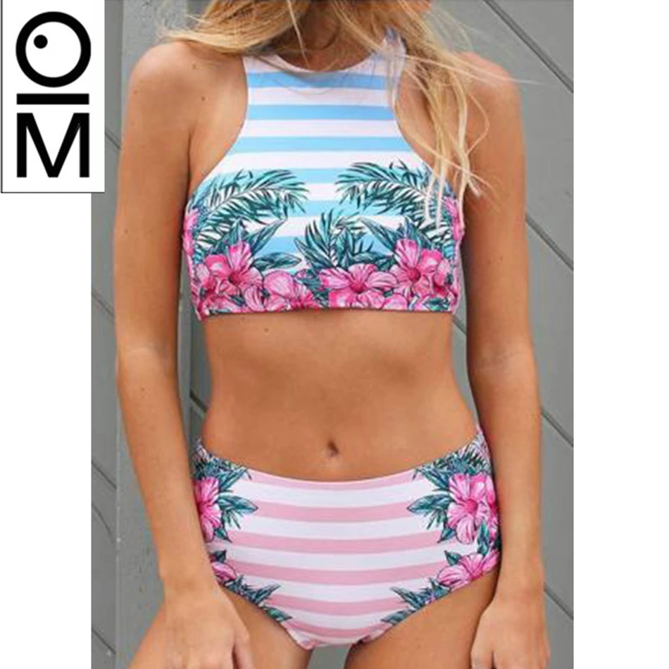 New Style Bikinis Set Women Swimsuit High Waist Bathing Suit Striped Swimwear With Pad Bikini Vintage Retro Brazilian Beach Wear