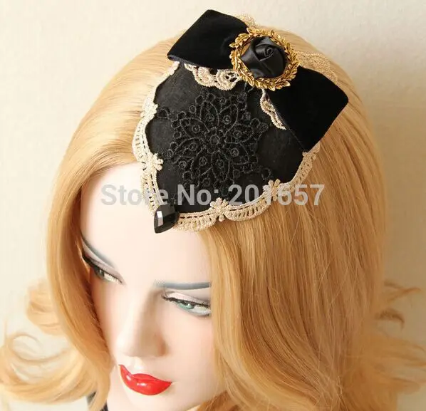 

NEW Wholesale fashion velvet lace metal leaves rose top vintage hat fascinator burlesque clips party church bridal hairclips