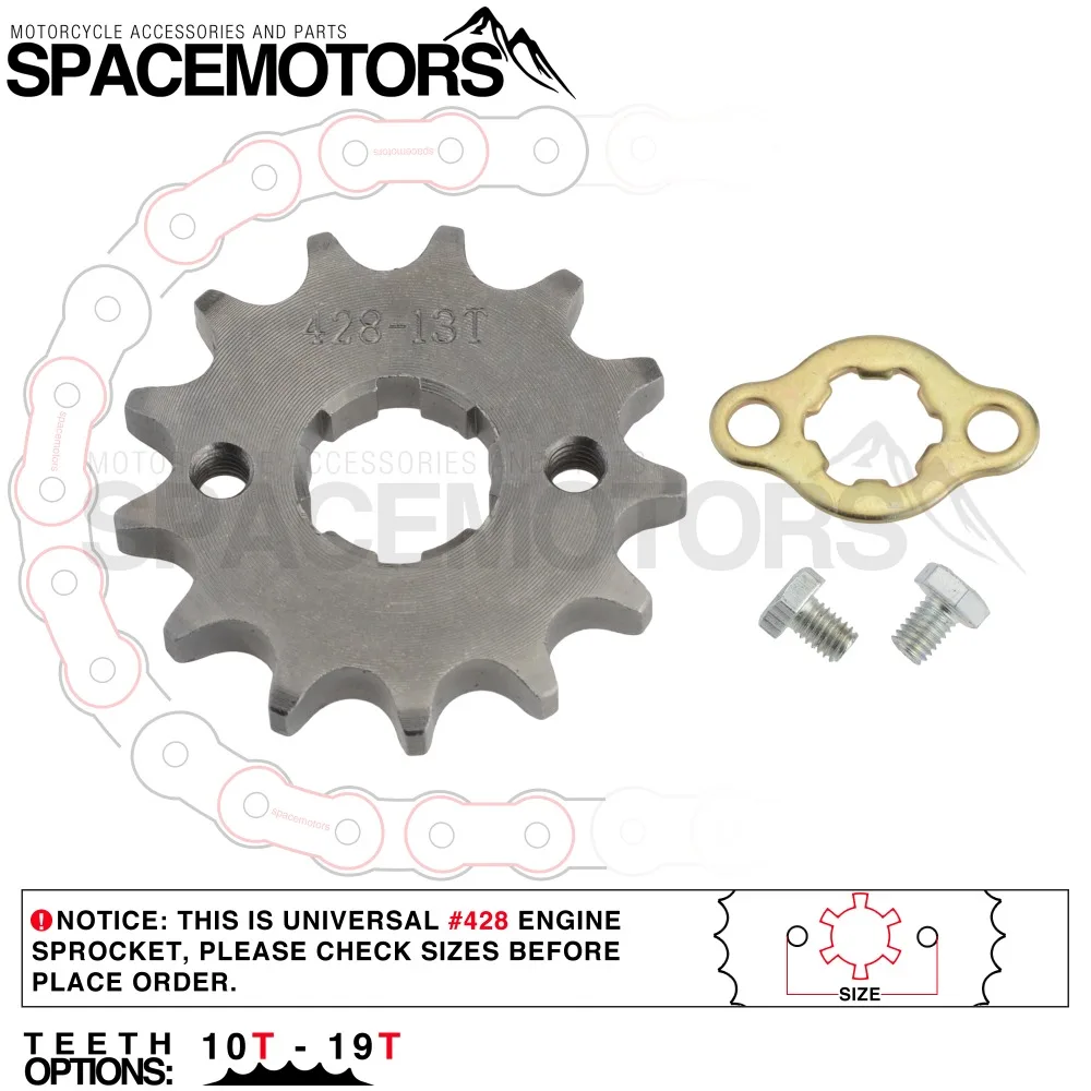 428 От 10 до 19 лет 20 мм шлицевая передняя Звездочка двигателя звезда мотоцикл CRF XR 50 TTR SSR Dirt Pit Bike ATV Quad Go Kart мопед багги