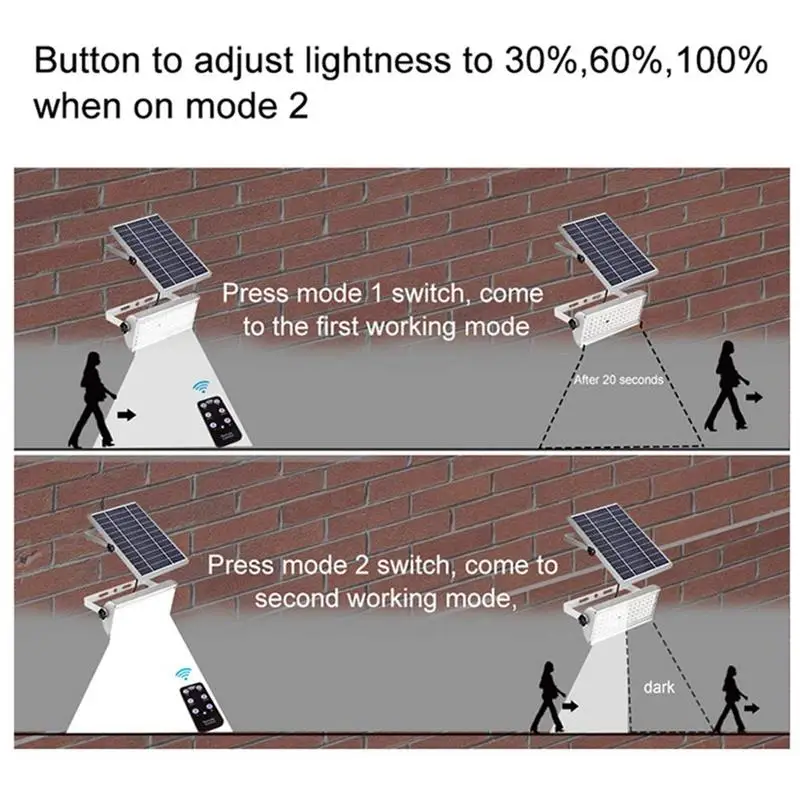 65 светодиодов солнечный светильник 1500Lm 12 Вт Точечный светильник с дистанционным управлением Открытый водонепроницаемый солнечный светильник
