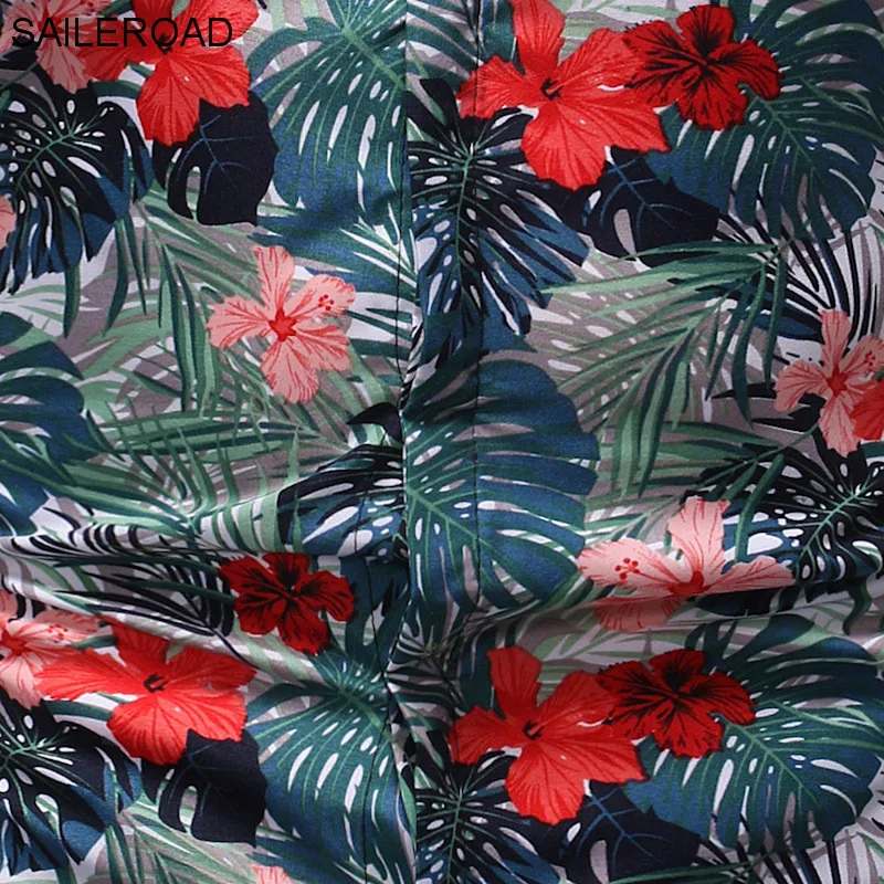 SAILEROAD Мужская рубашка с цветочным принтом Летняя Пляжная Мужская гавайская рубашка с принтом пальмы Повседневная гавайская рубашка с короткими рукавами Chemise Homme