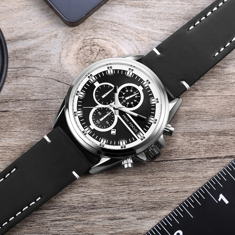 MINI FOCUS Fashion Men Watch Leather Strap Men Sports Watches Mens 2019 Luxury Brand Men's Wristwatch Quartz Business Male Clock