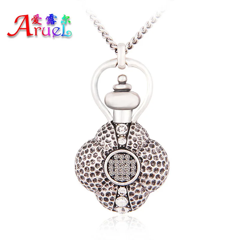 New Rock Flagon Unique Delicate Crystal Ziron Jewelry Necklace Vintage Punk Silver Plated Cross Rhinestone Metal Alloy Pendant | Украшения