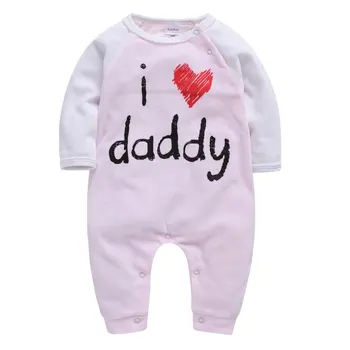 

2019 New Style Baby Rompers Boy Girl Velvet Long Sleeve Newborn Baby Clothes Letter I Love Mummy & Daddy Jumpsuit Coveralls Bebe