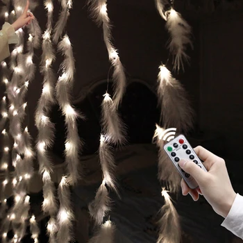 

LED Window Curtain Light Feathers LED Fairy Twinkle String Lights