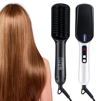 

Anion Hair Straightener combs brand Frizz-Free Straightening Hair Brush Hair Care Straight Heated Comb with Temperature Inductor