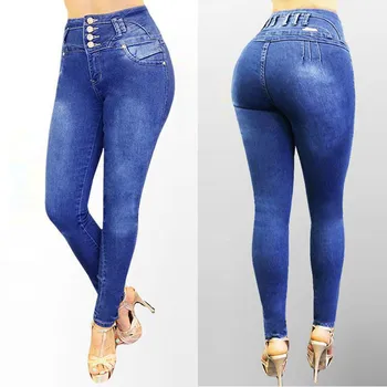 

Jeans woman high waist jeans Skinny jean femme soft comfortable Denim Jeans Stretch Slim Pants Calf Length Jeans mujer 2019