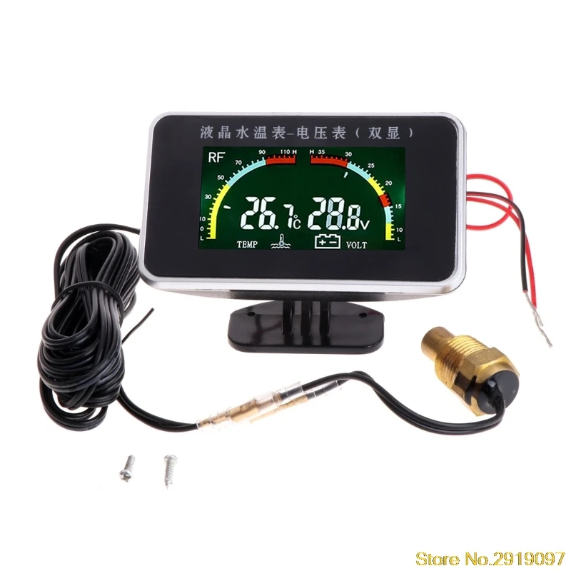 

Car Voltmeter 12-24V Car 2in1 LCD Digital Display Voltmeter Kits Gauge Water Temperature Meter Drop Shipping Support