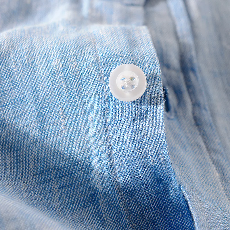 Kopen Nieuwe stijl lange mouwen linnen shirt mannen merk solid katoen mannen shirt casual stand kraag heren shirts chemise dropshipping