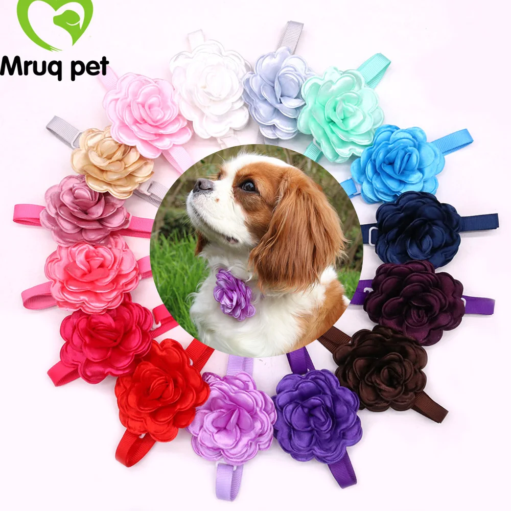 

60PCS Spring Cute Solid Flower Puppy Dog Cat Bow Ties Adjustable Pet Bowties Dog Grooming Product Dog Accessory Pet Supplies